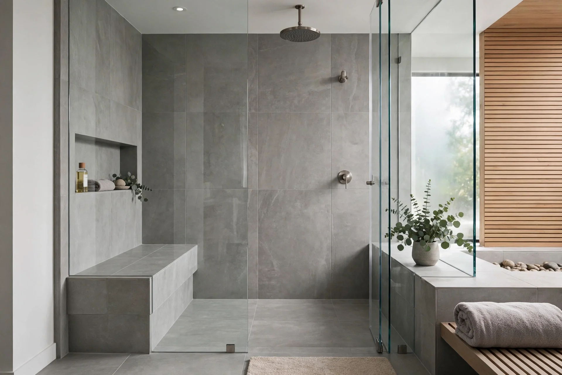 Walk-in shower installation in Kingsport TN with frameless glass enclosure